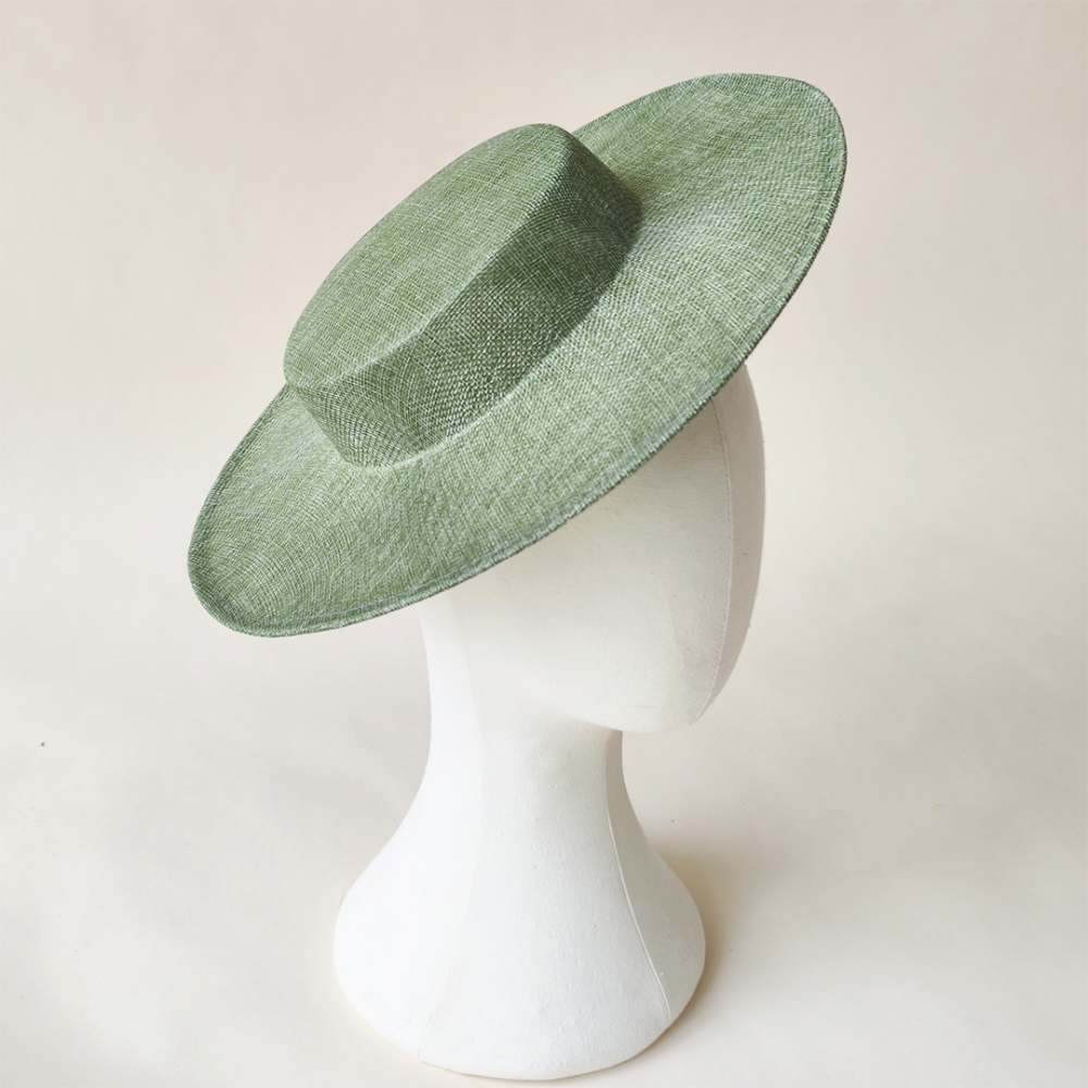 HBM033 Shallow Crown Boater Sinamay-Style Mesh Hat Base for Derby & Melbourne Cup