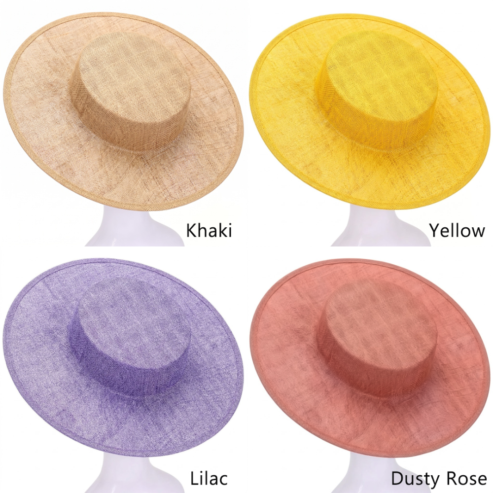 HBM033 Shallow Crown Boater Sinamay-Style Mesh Hat Base for Derby & Melbourne Cup