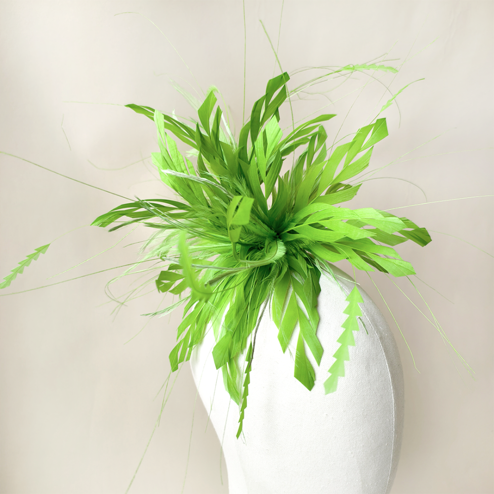RM803 Graphic Zigzag Coque & Goose Feather Mount for Couture Millinery & Spring Racing