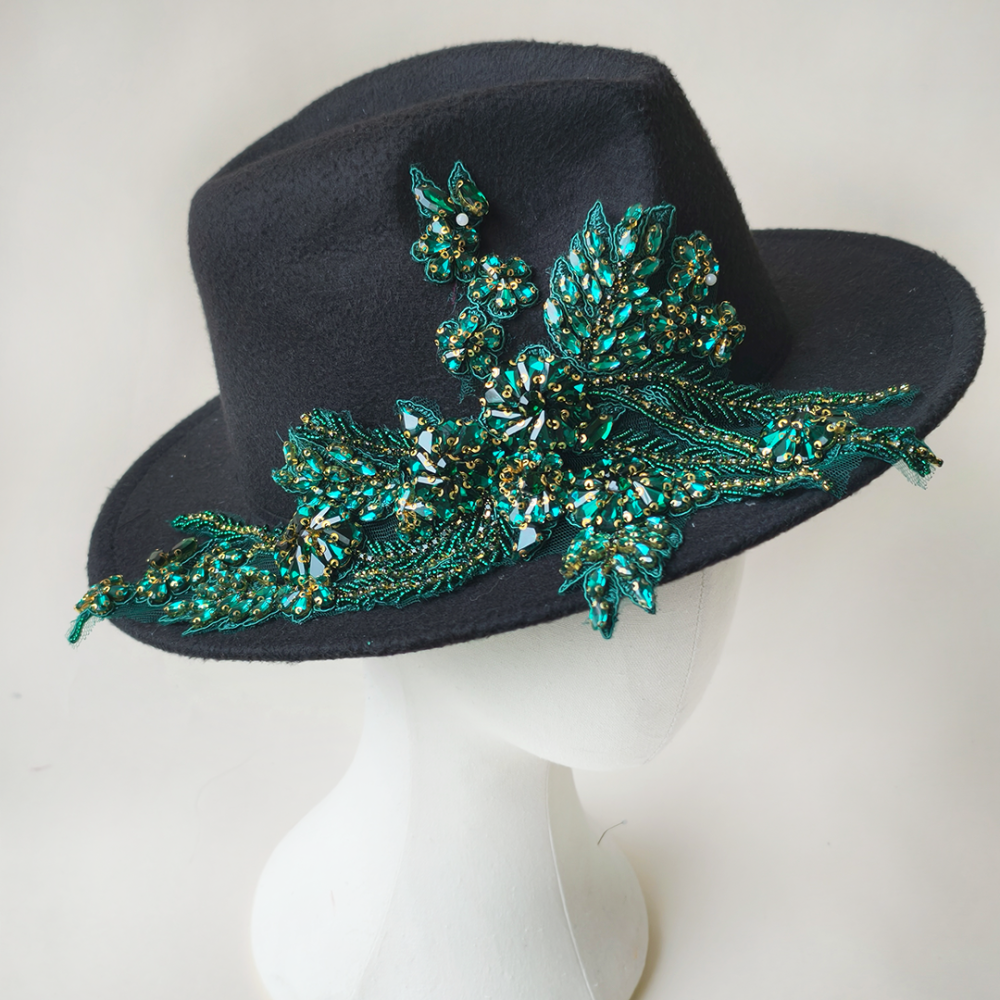 SAP1455 Botanical Floral Rhinestone Applique Crystal Motif for Couture Millinery & Bridal Wear