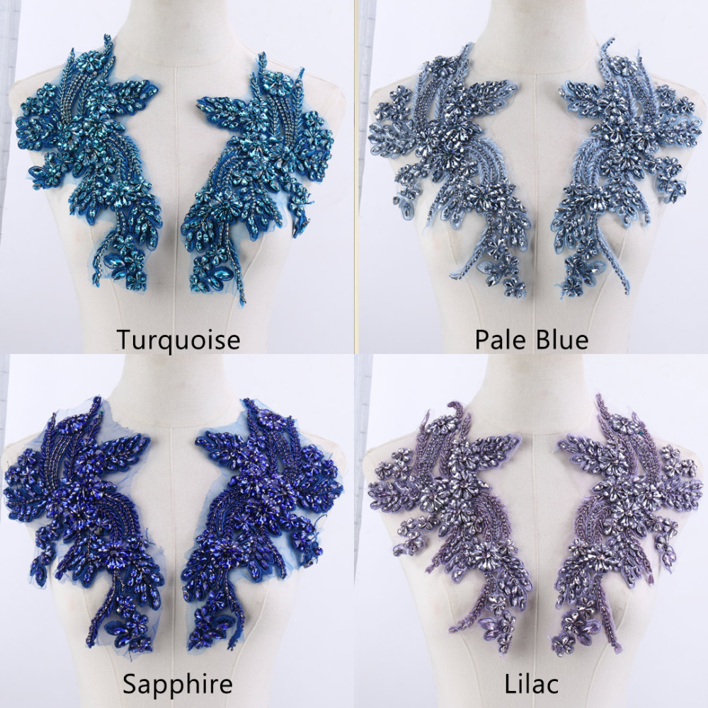 SAP1455 Botanical Floral Rhinestone Applique Crystal Motif for Couture Millinery & Bridal Wear