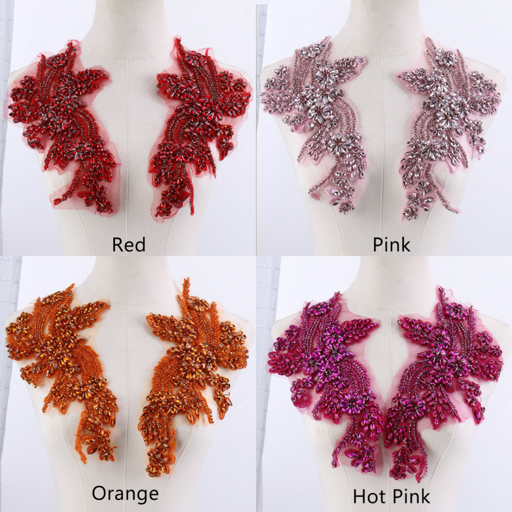 SAP1455 Botanical Floral Rhinestone Applique Crystal Motif for Couture Millinery & Bridal Wear