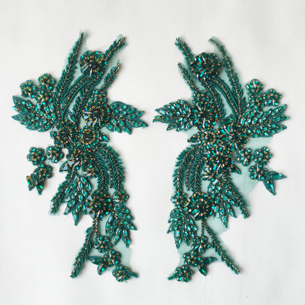 SAP1455 Botanical Floral Rhinestone Applique Crystal Motif for Couture Millinery & Bridal Wear
