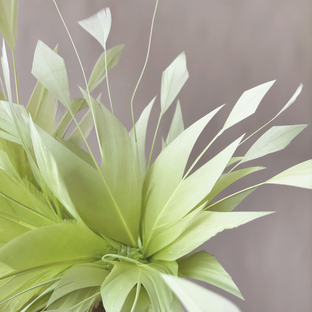 RM1104 Architectural Diamond-Cut Goose & Coque Feather Mount for Race Day & Bridal Millinery