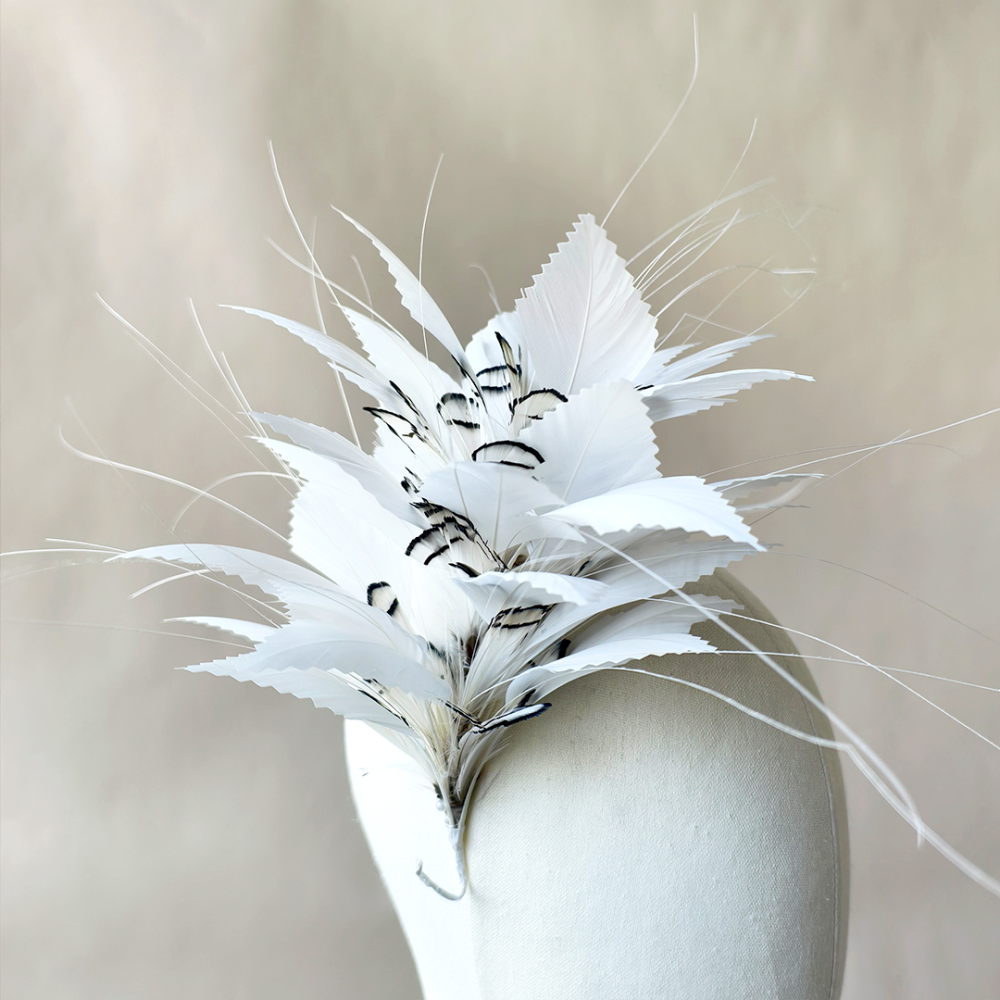 RM732 Sculptural Serrated Goose & Pheasant Feather Vine for Race Day & Bridal Millinery