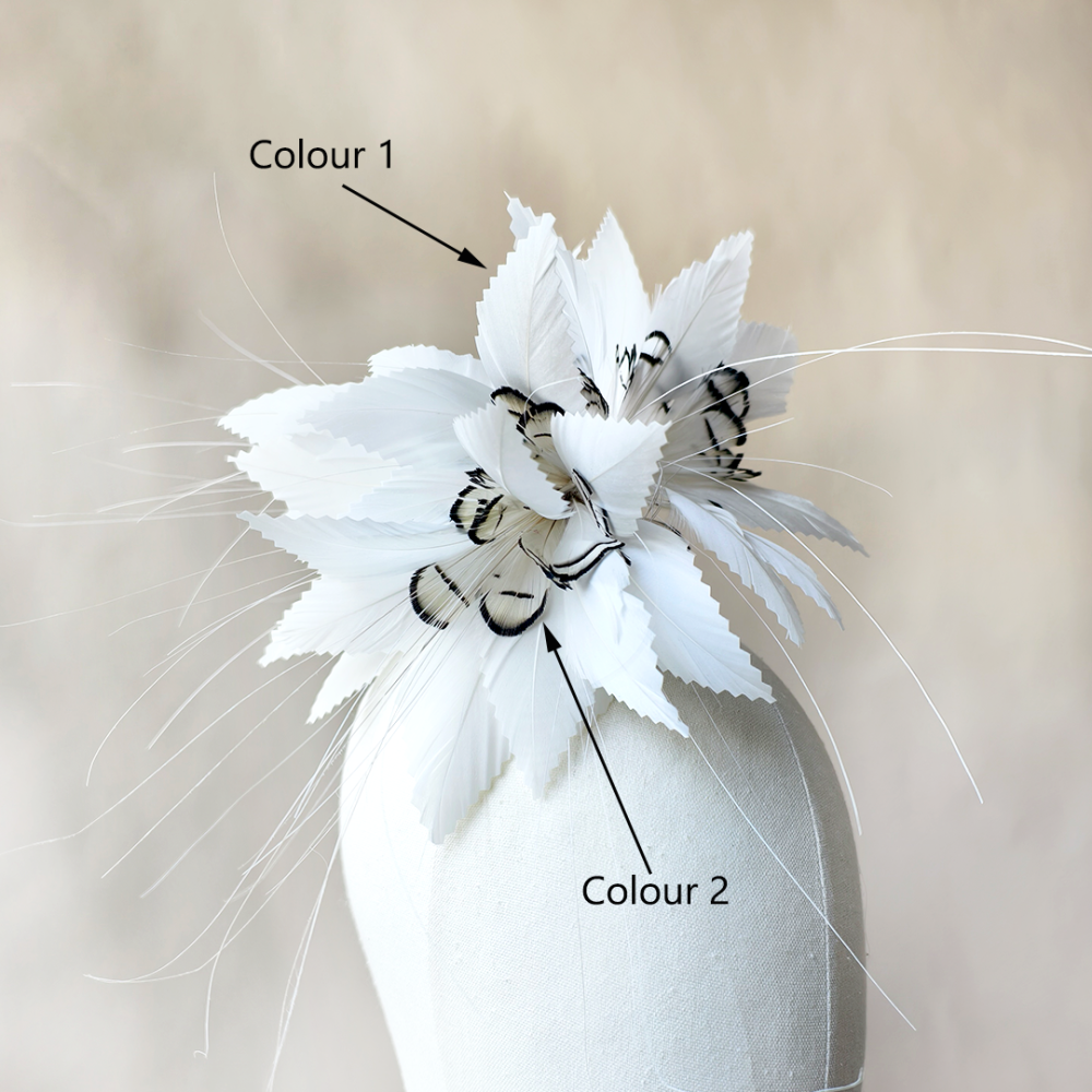 RM732 Sculptural Serrated Goose & Pheasant Feather Vine for Race Day & Bridal Millinery