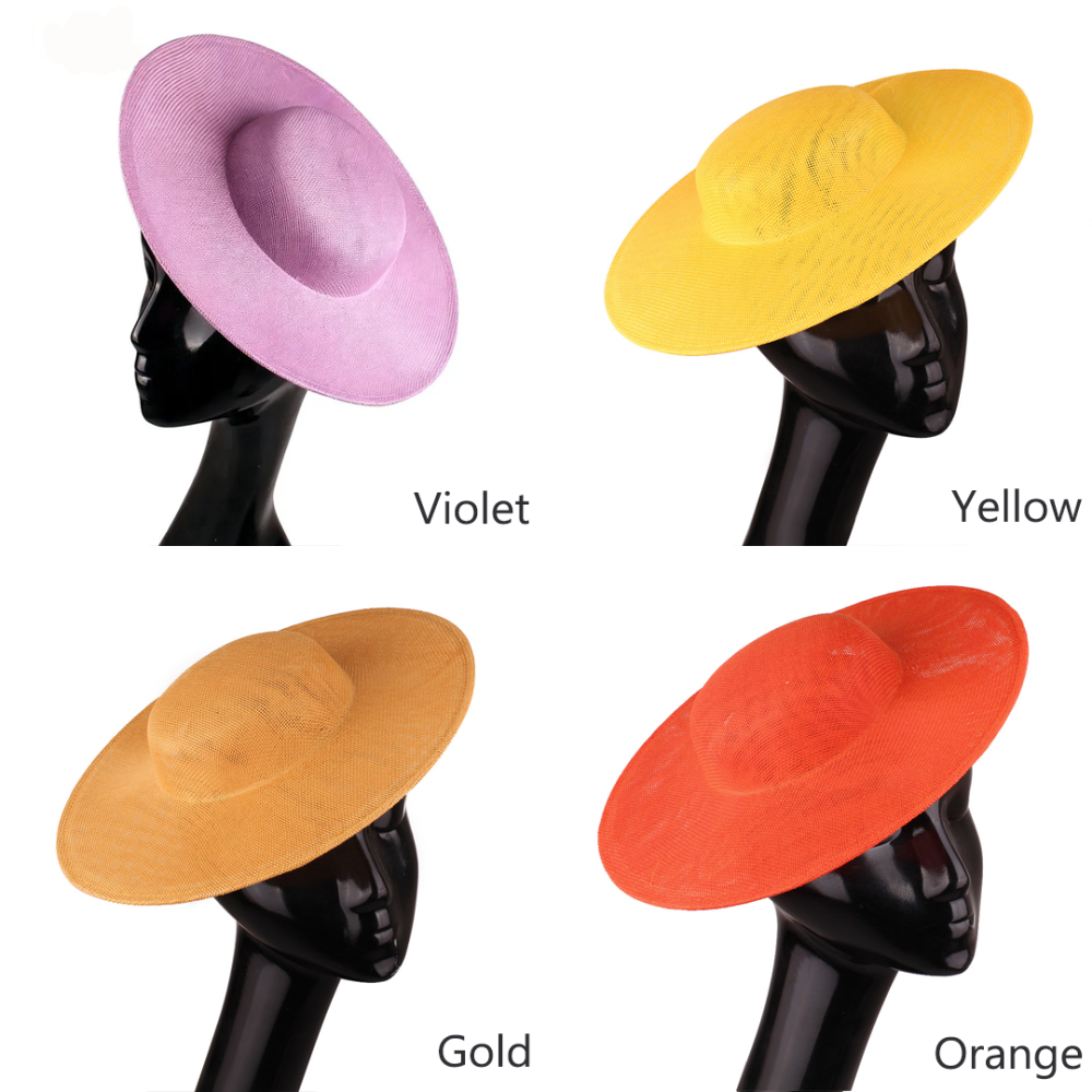 HBM034 Classic Wide Brim Hat Base Premium Sinamay Alternative for Ascot & Bridal 11.8″