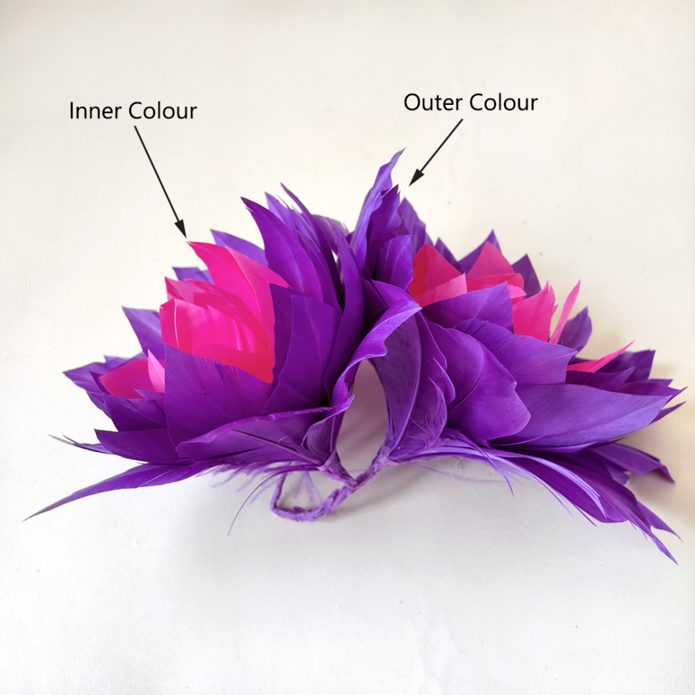 RB152 Dual-Tone Pointed Goose Feather Double Flower For Couture Millinery & Raceday