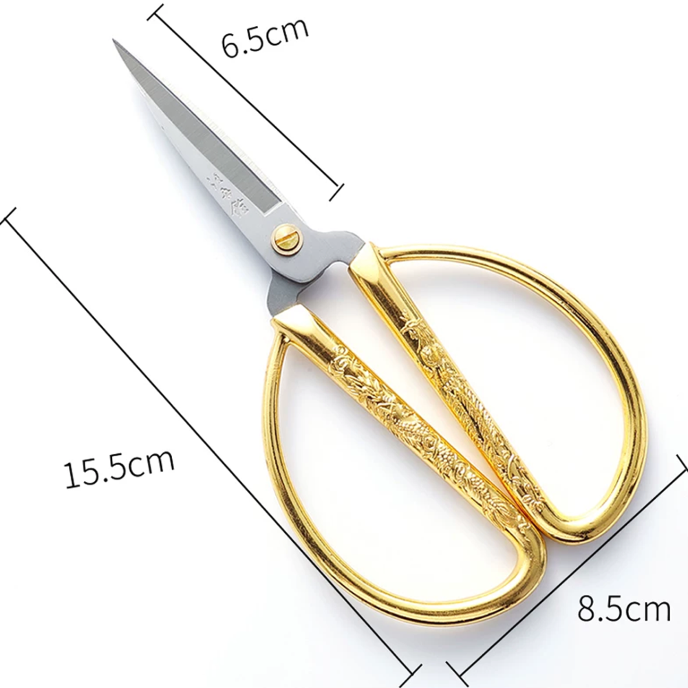 SCI002 Vintage Engraved Alloy Scissors Feather & Stem Shears for Millinery