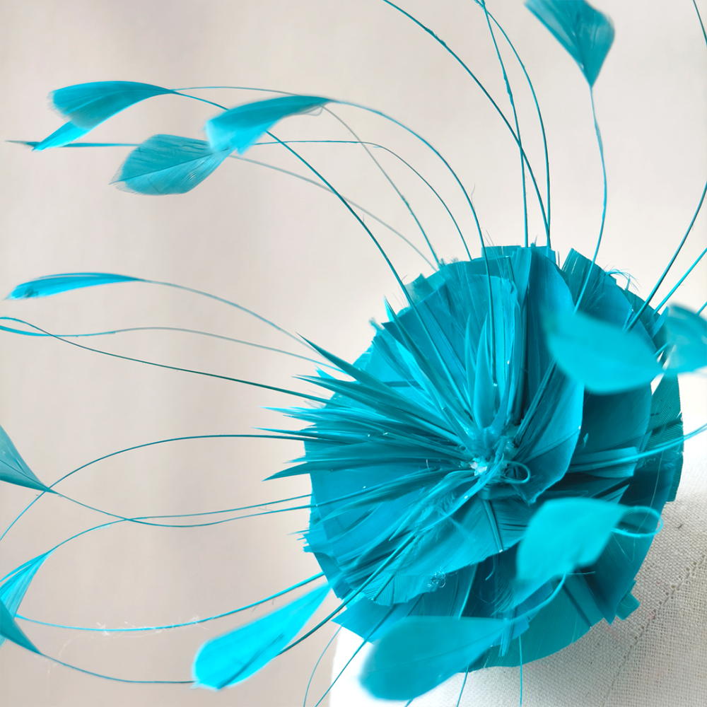 RB153 Kinetic Stripped Coque  & Goose Feather Flower for Couture Racewear Millinery