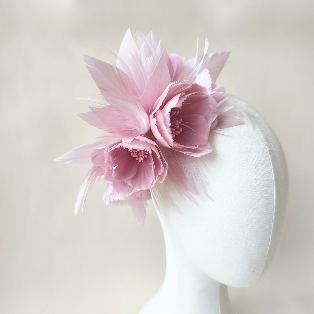 RB154 Ethereal Twin-Botanical Feather Bloom Goose & Hackle Feathers for Couture Millinery
