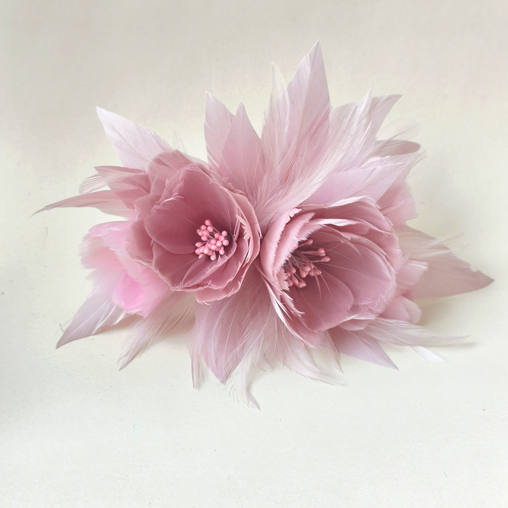 RB154 Ethereal Twin-Botanical Feather Bloom Goose & Hackle Feathers for Couture Millinery