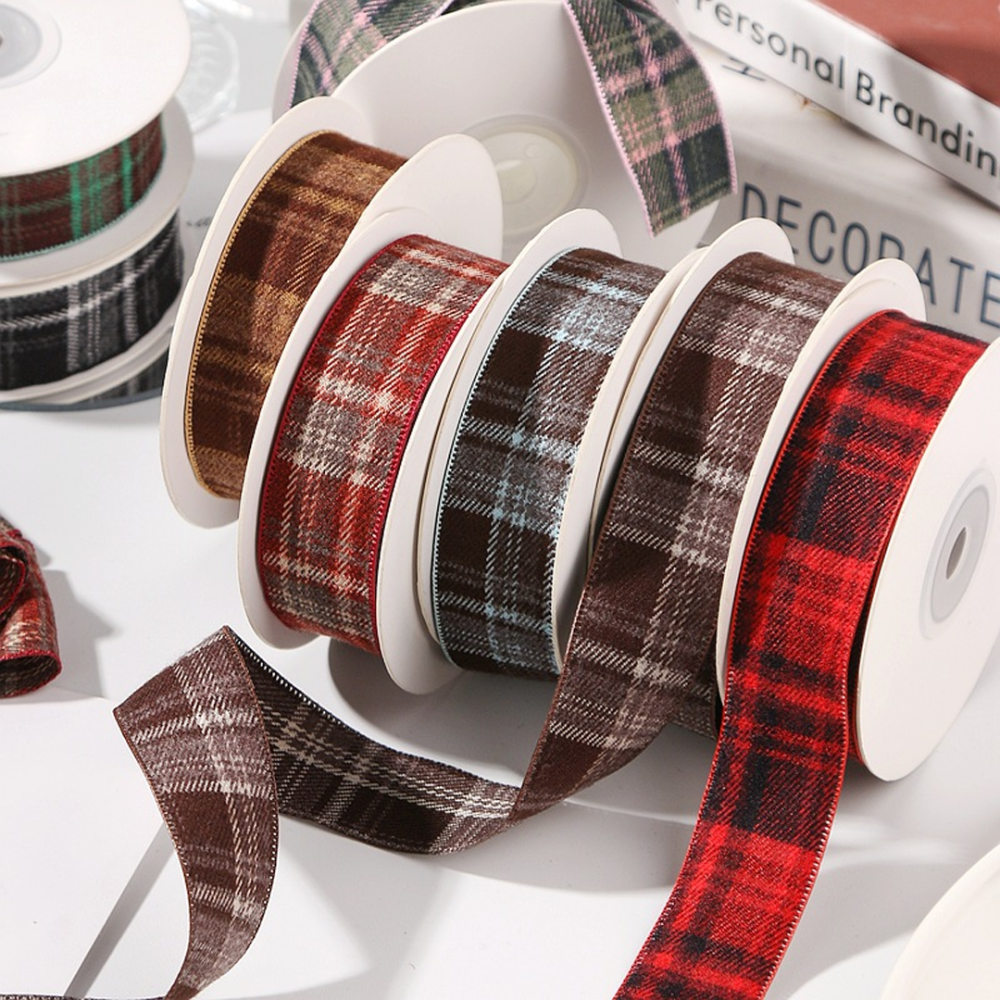RBN034 Vintage Tartan Plaid Ribbon Premium Supple Drape for Bespoke Millinery & Derby 10-Yard Roll