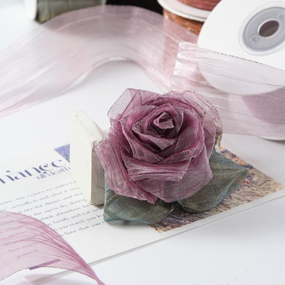 RBN035 Crinkled Chiffon Ribbon Textural Millinery Trim For Bridal & Racewear 10-Yard Roll
