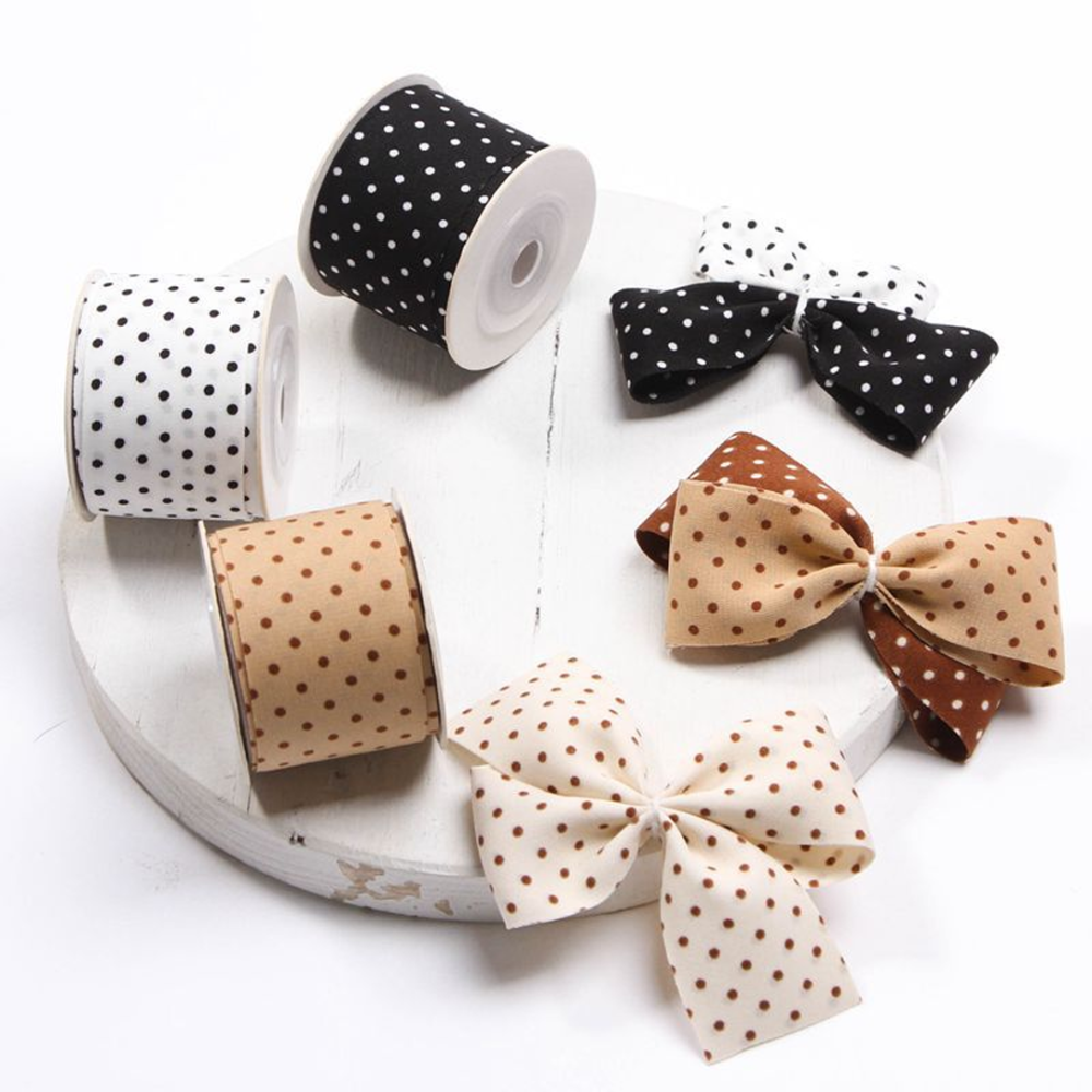 RBN045 Double-Sided Polka Dot Ribbon Classic Millinery Trim For Elite Racewear & Couture 10-Yard Roll