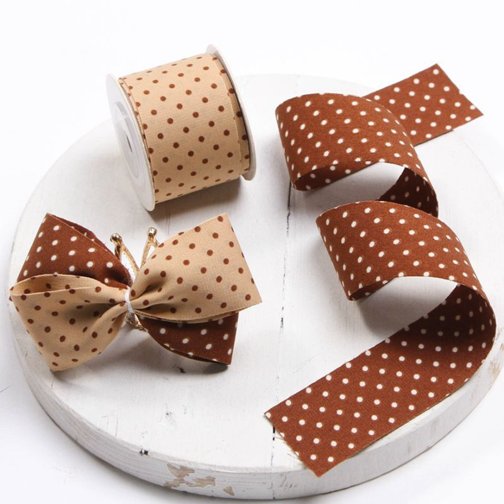 RBN045 Double-Sided Polka Dot Ribbon Classic Millinery Trim For Elite Racewear & Couture 10-Yard Roll