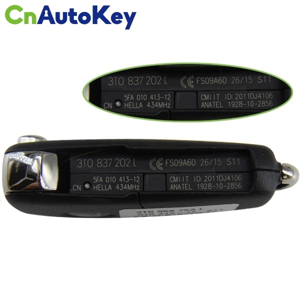 CN001053 VW Skoda Octavia Remote Key 3 Button 433Mhz 3T0 837 202 L