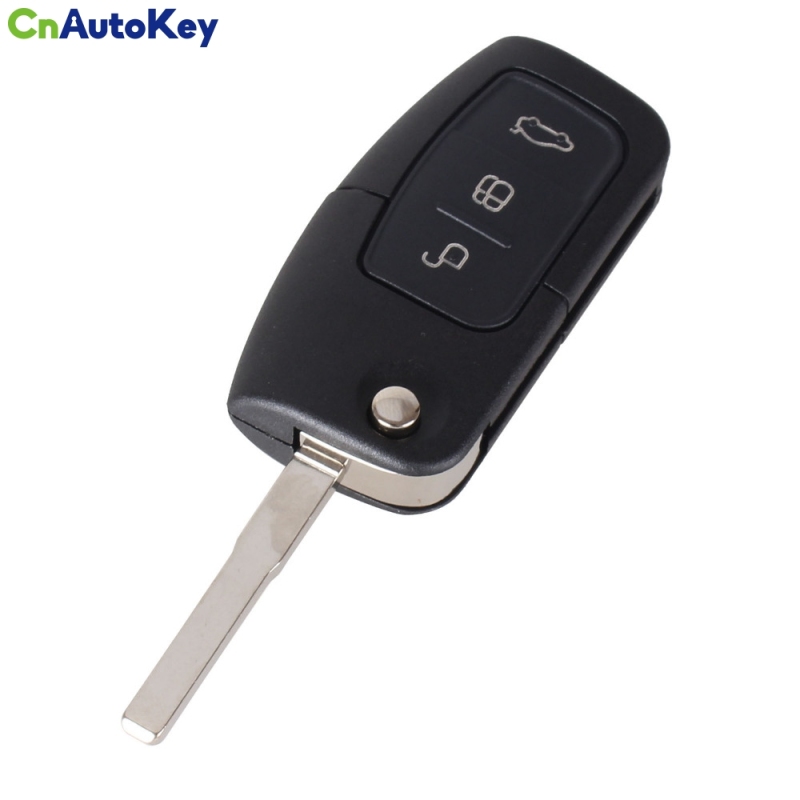 CS018012 3 Button Flip Folding Modified Car Blank Key Shell Remote Fob Cover For Ford Focus Fiesta C Max Ka + Silicone Cover