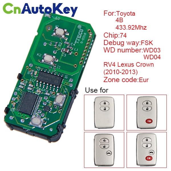 CN007078 Toyota smart card board 4 buttons 433.92MHZ number 271451-5290-Eur
