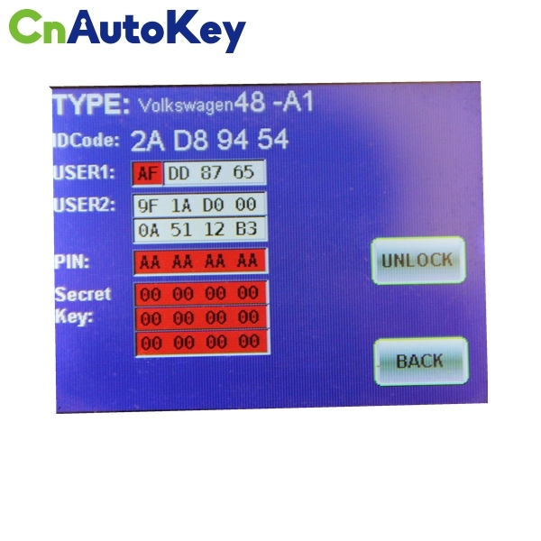 AC06001 VW CAN A1 TP23 ID48 Glass Chip