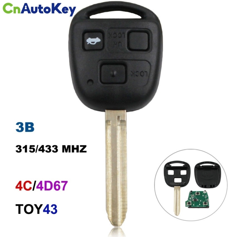 CN007106 3 Buttons Keyless Entry Fob Remote Key for Toyota 315 433MHZ With 4C 4D67 Chip Inside TOY43