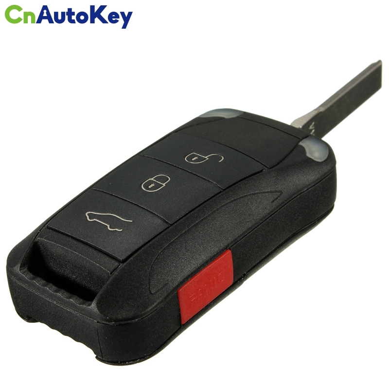 CS005008 3+1 Button + Panic Remote Key Fob Case Shell With Blade For Porsche Cayenne 03-11