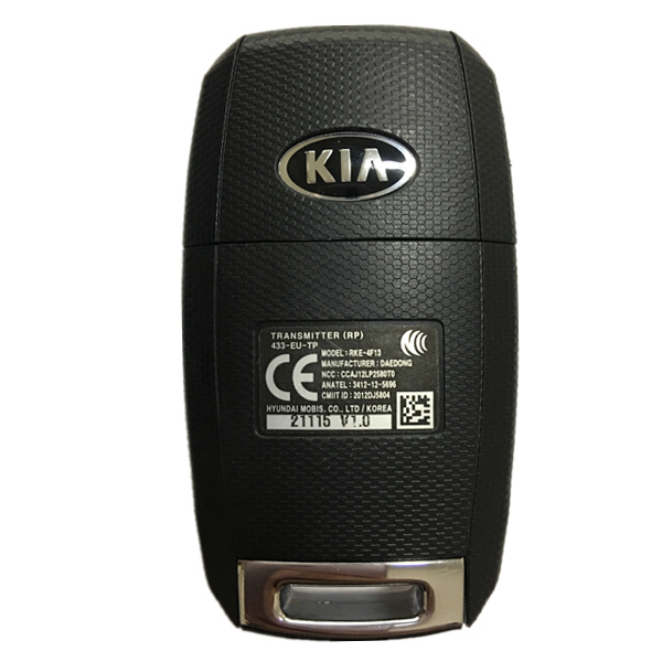 CN051022 Genuine KIA Carens flip key remote, 3 buttons, FCC IDRKE-4F13, 4D-60 CARBON-80BIT chip, 433MHz