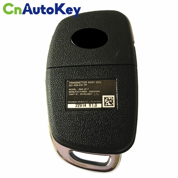 CN020091 2015 -2017 Hyundai Creta ix25 2015 -2017 Remote Flip Key 3B 433MZ 4D60 RKE-4F17