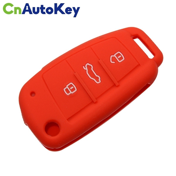 SCC008001 Silicone Car Key Fob Cover Case Skin 3 Buttons For Audi A1 A2 A3 A4 A5 A6 A7 TT Q3 Q5 Flip Folding Remote Protected