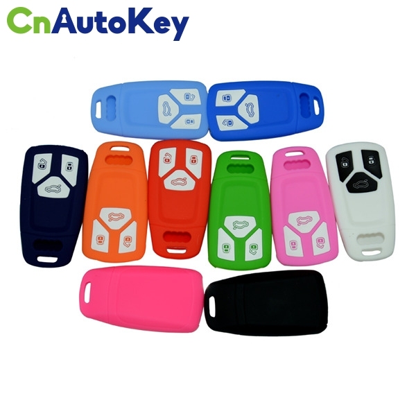 SCC008002 Car Accessaries Soft Silicone Key Cover FOB For Audi Q7 A4L Keless Remote 3 Buttons High Quality Silica Gel Skin Shell