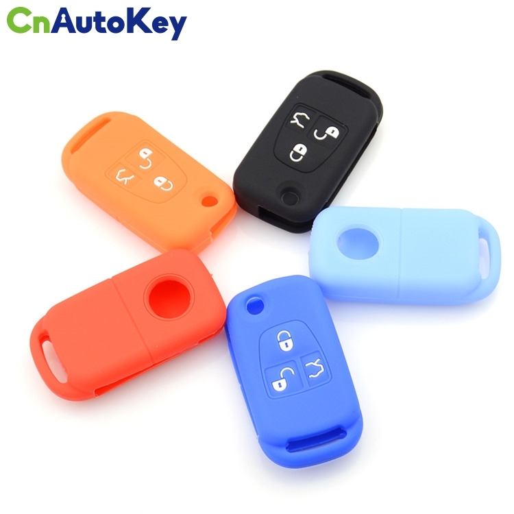 SCC002002 Silicone car key fob case cover Shell For Mercedes Benz ML C CL S SL SEL Flip Folding 3 buttons Remote protector