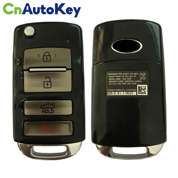 CN051077 KIA Cadenza Genuine Flip Remote Key 2016 433MHz 3+1 Button 95430-F6000