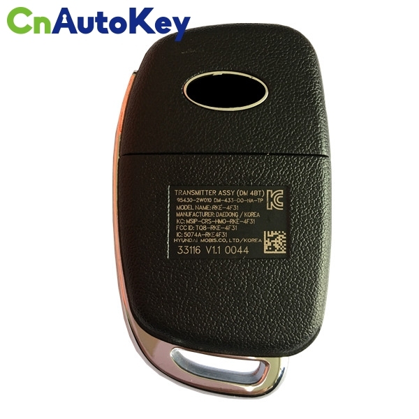 CN020118 Oem 2017 Hyundai Santa Fe Flip Key Keyless Remote Fob TQ8-RKE-4F31 95430-2W010 433MZ 4D60 80BIT