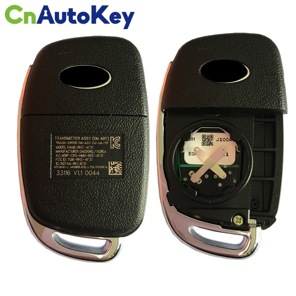 CN020118 Oem 2017 Hyundai Santa Fe Flip Key Keyless Remote Fob TQ8-RKE-4F31 95430-2W010 433MZ 4D60 80BIT