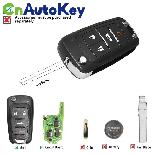 XNBU01EN Wireless Remote Key Buick Flip 4 Buttons English  10pcs/lot