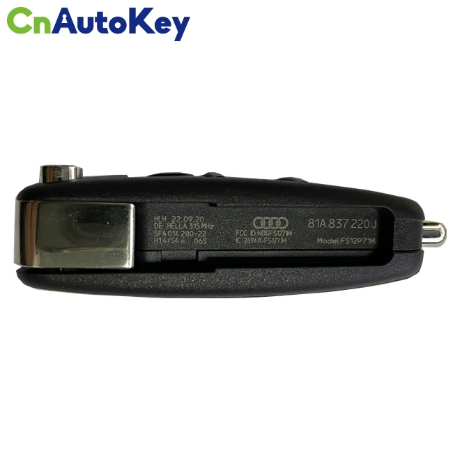 CN008056 2013-2017 Audi A3 Q2L Q3 / 4-Button Flip Key Keyless go / PN: 8V0 837 220 E / NBGFS12P71 - MQB