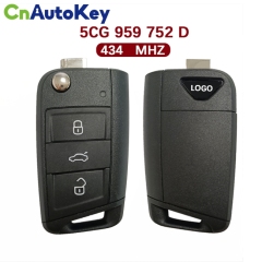 CN001125  For 2019 Volkswagen jetta 3 Button Flip Key Fob Remote 5CG 959 752 D 434mzh NCP2161W chip Keyless GO
