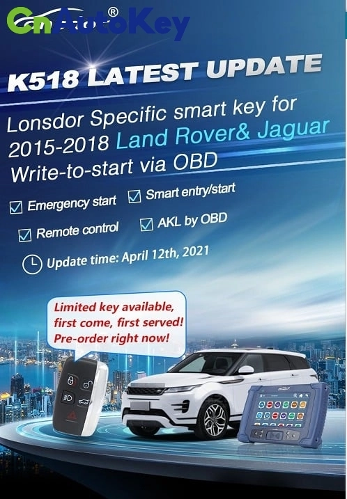 CNP123  Lonsdor JLR LICENSE  for 2015-2018 Jaguar Land rover HPLA Version All Keys Lost