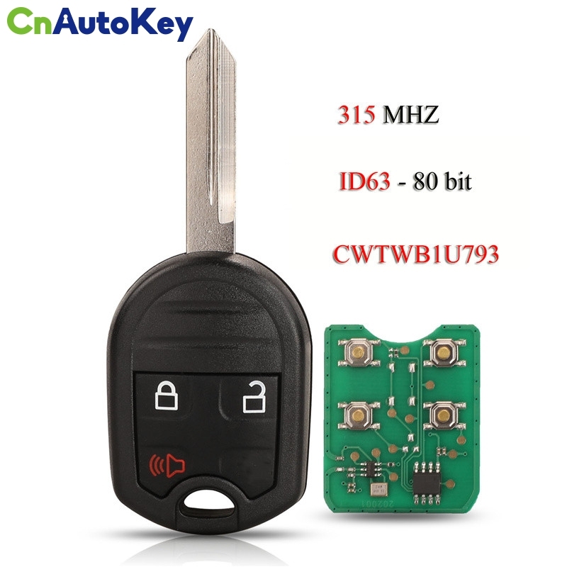 CN018020 Remote Car Key For Ford Mustang Expedition Explorer Taurus Flex 3Buttons 315MHZ ID63-80bit Chip CWTWB1U793