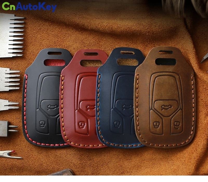 CS008021   For Old Audi B6 B7 B8 A4 A5 A6 A7 A8 Q5 Q7 R8 TT S5 S6 S7 S8 Key Bag Genuine Leather Remote Key Ring Smart Car Key Case