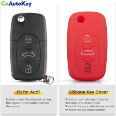 CS008038     For Audi A2 A3 S3 A4 S4 A6 S6 RS6 A8 Tt Allroad 3 Buttons Folding Remote Holder Silicone Car Key Cover Case Skin Jacket
