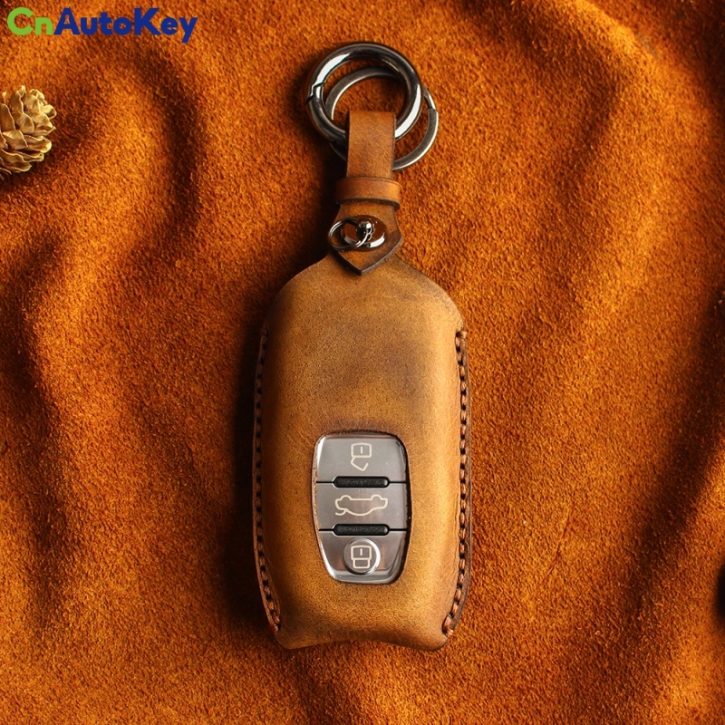 CS008032    Genuine Leather Remote Key Case Cover For Audi Smart Car Styling For Audi B6 B7 A4 A5 A6 A7 A8 Q5 R8 TT S5 S6 S8 Key Bag