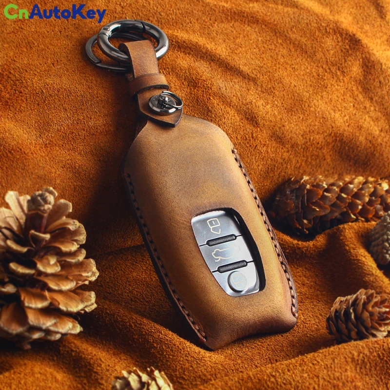 CS008032    Genuine Leather Remote Key Case Cover For Audi Smart Car Styling For Audi B6 B7 A4 A5 A6 A7 A8 Q5 R8 TT S5 S6 S8 Key Bag