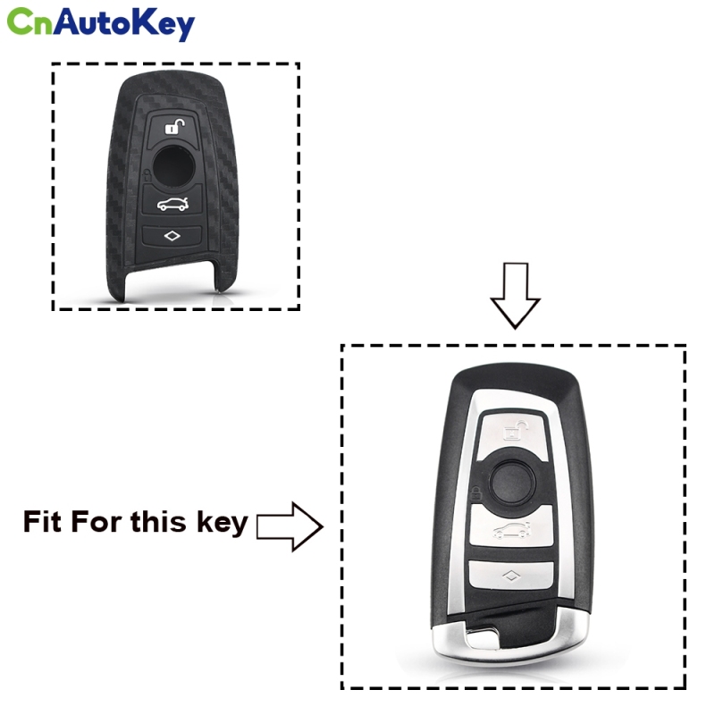 CS006034   Carbon Fiber Silicone Smart Key Cover Shell Case For Bmw New 1 3 4 5 6 7 Series F10 F20 F30 Car Accessories 4 Buttons