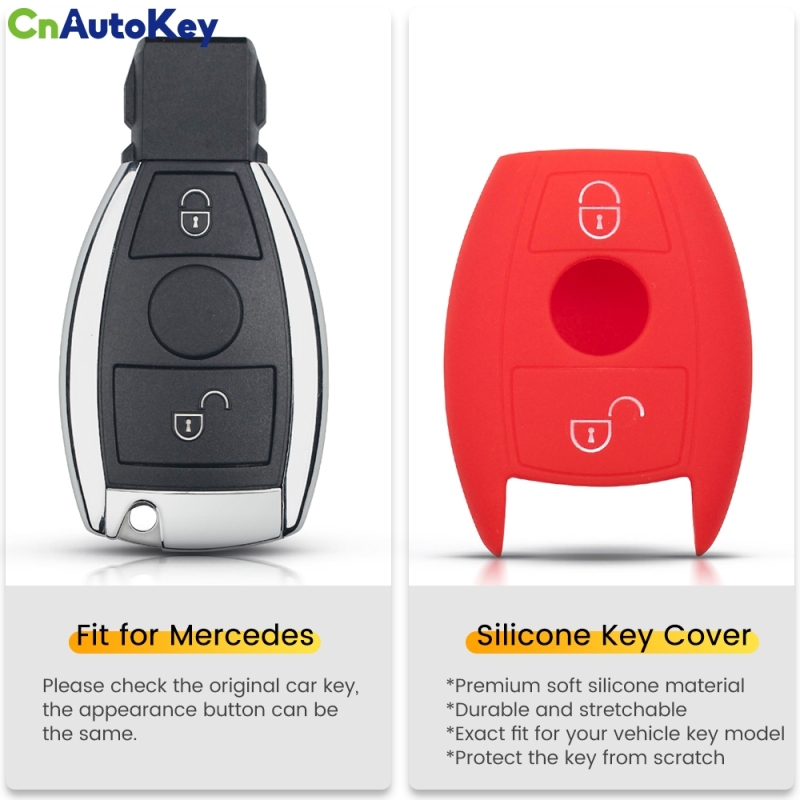 CS002041    10X For Mercedes Benz CLS CLA AMG GL R SLK A B C S Remote Key Case 2/3 Buttons Key Rings Silicone Car Key Cover Shell