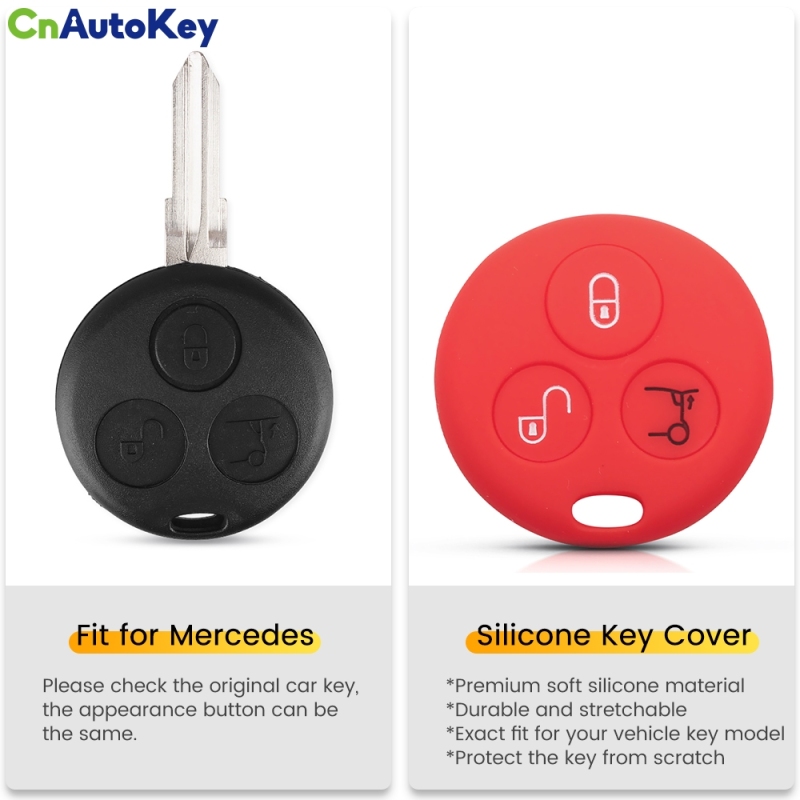 CS002037    10X For Mercedes Benz SMART Fortwo 450 Forfour Roadster Body Protection Premium Silicone Car Key Cover Case Skin Jacket