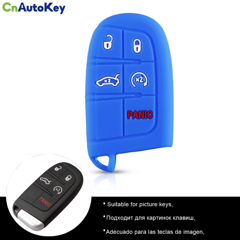 CS015046   30X For Jeep Grand Cherokee Dodge JCUV Dart Journey For Chrysler 300C 5 Button Silicone Car Key Case Cover Fob Shell