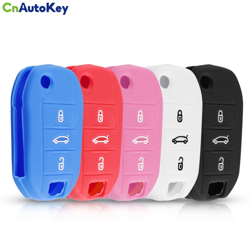 CS016033    10X For Citroen C4 CACTUS C5 C3 C4L For Peugeot Remote Case Protector Remote 3 Button Silicone Car Key Case Fob Cover