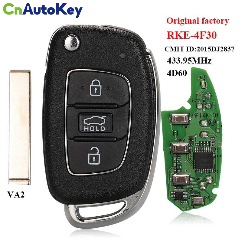 CN020186    Remote Flip Car Key Control 433.95/434Mhz 4D60 For Hyundai Verna RKE-4F30 2015DJ2837 Original Factory 2/3 Button