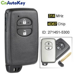 CN007227    314.3MHz 4D67 Chip 271451-5300 Smart 2 Button Remote Car Key Fob for Toyota Prius Aqua IQ Ractis Belta Vitz Corolla Axio